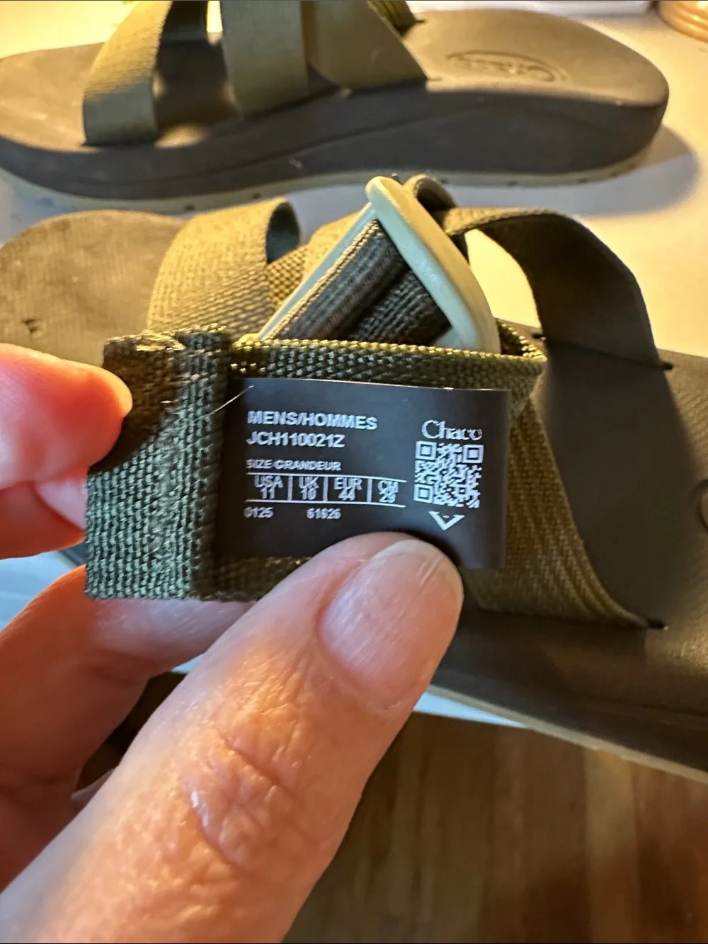 Chaco Olive Green Strapped Slide Sandals with Dark Gray Footbed